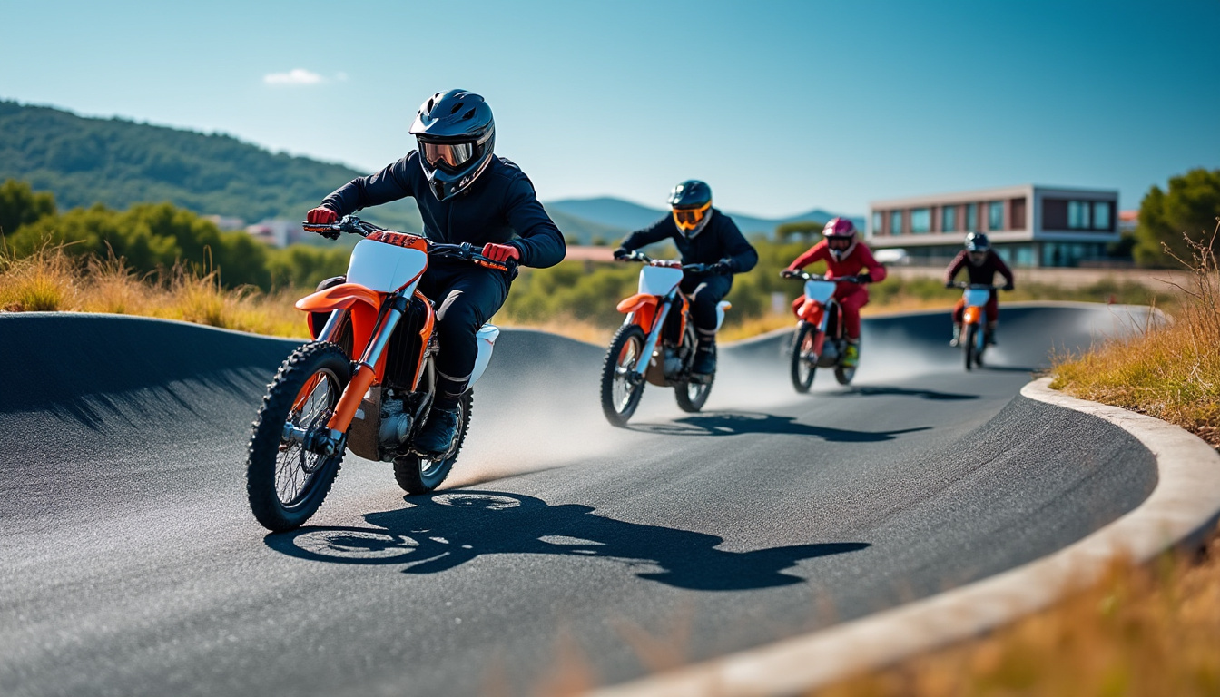 venez tester vos limites et améliorer votre technique sur la piste de pumptrack de polygone riviera à cagnes-sur-mer, un espace idéal pour les amateurs de sensations fortes et de sports de glisse.